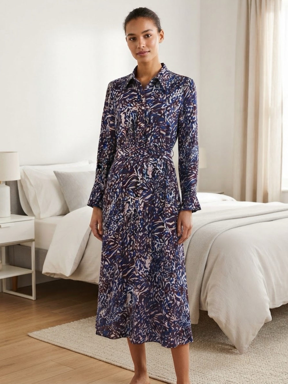Reiss NWT Belted Long Sleeve Maxi Dress with pockets Size 6P